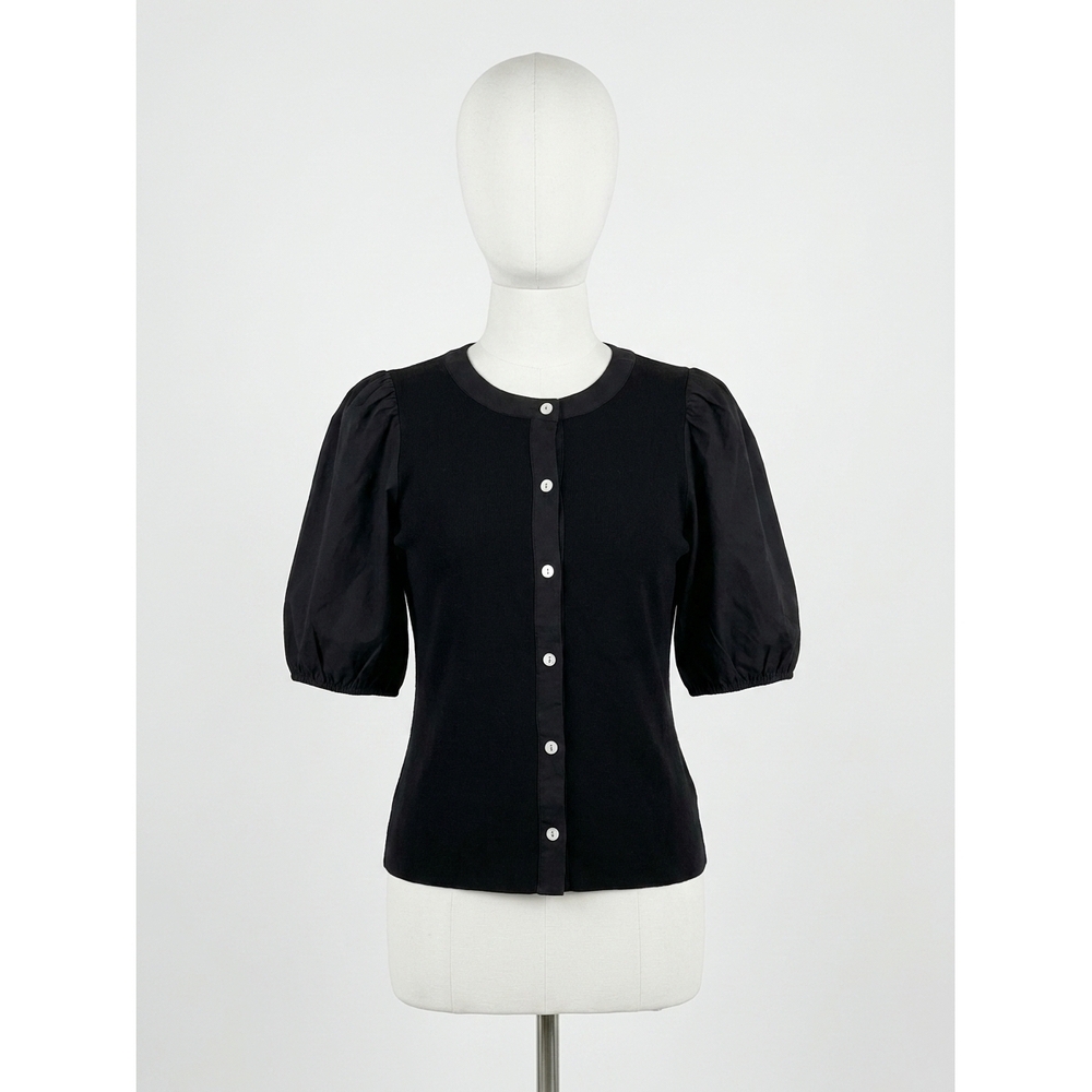 NEW FIFTEEN TWENTY terryn contrast short sleeve top in black